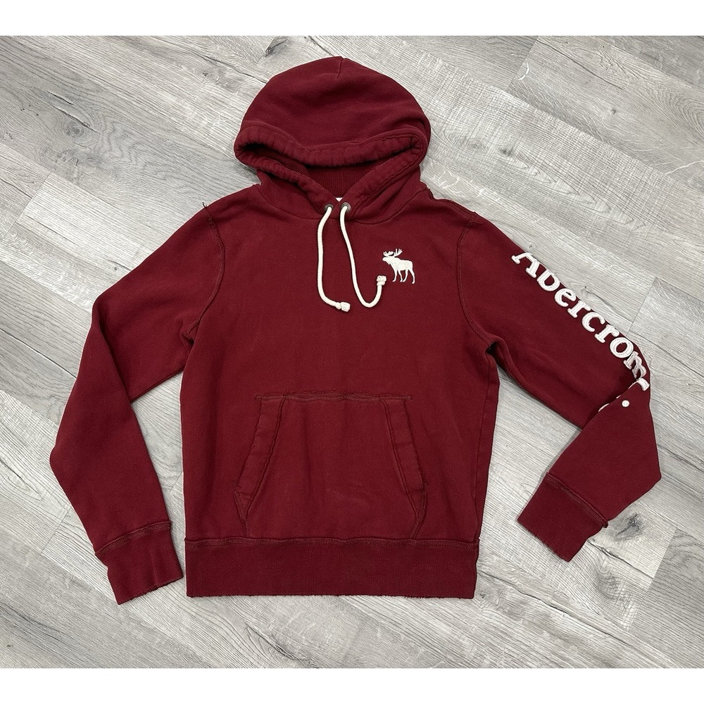 Vintage Y2K Abercrombie & Fitch XXL Muscle Hoodie Maroon Embroidered Logo READ